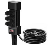 K KASONIC Outdoor Electric Ground Stake 6 Sockets 9 Feet Power Strip Double Sided with Weatherproof Safety Covers ETL Certified Black