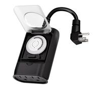 K KASONIC - Outdoor Light Timer Outlet, 24 Hour Mechanical Switch, Heavy Duty Plug in Timer Waterproof with 2 Grounded Outlet, ETL Listed (Black)
