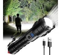 K KASONIC Rechargeable LED Flashlight Torch, USB Handheld Torch with Zoom, 3000mAh Emergency Flashlight, Camping Torch for Hiking, Dog Walking