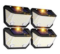 K KASONIC Solar Dual-Sensor Fence Lights, 6500K Waterproof Solar Motion Lights with 300° Wide Lighting Angle for Garden, 4 Pack Outdoor Wall Solar Step Lights for House