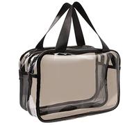 K Keiby Citom Toiletry Bag Portable Travel Makeup Bag, PVC Waterproof Large Capacity Wash Bag Clear Cosmetic Bag for Women Girls, Brown