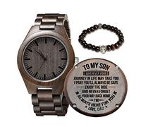 K KENON Engraved Wooden Watch for Men, Anniversary Birthday Gift for Men, Personalized Wood Watch Christmas Valentine's Father's Day for Dad Husband Boyfriend, Dad To Son, Men's Standard, Personalized