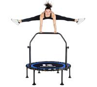 K KENSONE 40" Mini Rebounder for Adults with Bungee Cords, 450LBS Quiet Indoor Exercise Trampoline with Adjustable Foam Handle Bar for Gym Workout, Home Fitness, Blue
