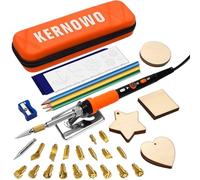 K KERNOWO Pyrography Wood Burning Tool Set 76-in-1 Wood Burning Kit with 70W Adjustable Temperature Pyrography Pen, 22 Tips, Stencils, Timbers and Carbon Papers for Engraving and Embossing
