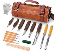 K KERNOWO Woodworking Tools Kit, 17Pcs Wood Whittling Kit with Premium PU Leather Wrap for Beginners and Enthusiasts