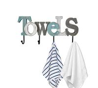 K KILIPES Rustic Wooden Sign Cutout Letters with Towel Hanging Rack Wall Mounted Wood Word Sign for Bathroom Home Wall Decor