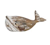 K KILIPES Wood Whale Statue Beach Table Decor for Home, 4.9" H Rustic Hand Carved Wood Sculpture Whale Figurine Coastal Centerpiece Nautical Ocean Decorations