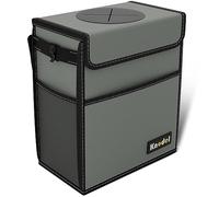 K KNODEL Car Bin with Lid, Car Trash Can and Bag (Large, Gray)