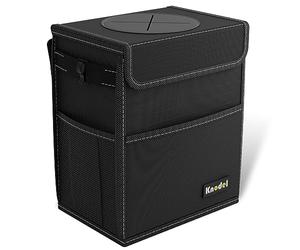 K KNODEL Car Bin with Lid, Car Trash Can and Bag (Medium, Black)
