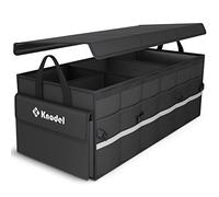 K KNODEL Car Boot Organiser with Foldable Cover, Car Storage Box and Bag, Large Boot Tidy with 3 Compartments, Car Organiser for Vehicle and Suv (Large, Black)