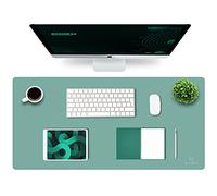 K KNODEL Large Office Leather Desk Mat, Mouse and Keyboard Pad, Computer and Laptop Mat, Desktop Protector and Cover, Writing Pad and Blotter (90x43cm, Green)