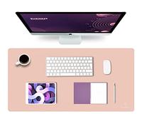 K KNODEL Large Office Leather Desk Mat, Mouse and Keyboard Pad, Computer and Laptop Mat, Desktop Protector and Cover, Writing Pad and Blotter (80x40cm, Pink)