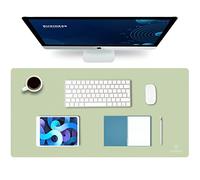 K KNODEL Large Office Leather Desk Mat, Mouse and Keyboard Pad, Computer and Laptop Mat, Desktop Protector and Cover, Writing Pad and Blotter (80x40cm, Light Green)