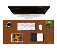 K KNODEL Large Office Leather Desk Mat, Mouse and Keyboard Pad, Computer and Laptop Mat, Desktop Protector and Cover, Writing Pad and Blotter (90x43cm, Brown)