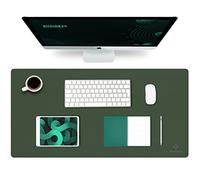K KNODEL Large Office Leather Desk Mat, Mouse and Keyboard Pad, Computer and Laptop Mat, Desktop Protector and Cover, Writing Pad and Blotter (80x40cm, Dark Green)