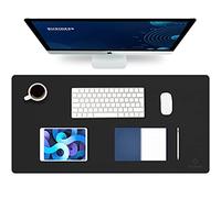 K KNODEL Large Office Leather Desk Mat, Mouse and Keyboard Pad, Computer and Laptop Mat, Desktop Protector and Cover, Writing Pad and Blotter (80x40cm, Black)