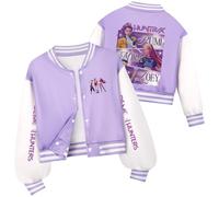 K-kpop D-Demon H-Hunters Baseball Jacket Girls Boys Cute Anime Film Character Prints Long Sleeve Oversized Sweatshirts Pockets Anime Graphic Bomber Streetwear Students Pullover Sweatshirt Halloween