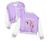 K-kpop D-Demon H-Hunters Baseball Jacket Girls Boys Cute Anime Film Character Prints Long Sleeve Oversized Sweatshirts Pockets Anime Graphic Bomber Streetwear Students Pullover Sweatshirt Halloween