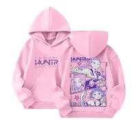 K-KPop D-Demon H-Hunters Hoodies for Kids Girls Boys,Hip Hop K pop Hunter Costume Hoodies, K Pop D-Demon H-Hunters Merch Y2k Pullover Carton Print Sweatshirt Pink