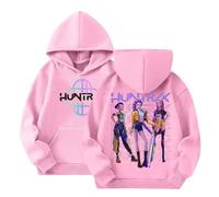 K-KPop D-Demon H-Hunters Hoodies Girls Vintage Y2k Pullover H-Huntrix H-Huntr/X Hip Hop Streetwear Y2K Oversized Fashion Long Sleeve Hooded Sweatshirt for Kids for Halloween Cosplay Dress Up (110-160)