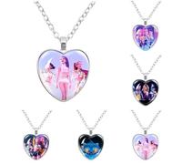 K-Kpop D-Demon H-Hunters Necklace, 5 Pcs H-Huntrix Heart Pendant Necklace Cosplay Halloween Christmas Party Costume Accessories for Fans, Women, Girls (5 Pcs-a)