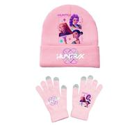 K-KPop D-Demon H-Hunters Winter Hat and Gloves Set Kids Warm Magic Full Fingers Comfortable Stretchy Hat Gloves for Boys and Girls Knitted Mittens for School Sports Outdoor Costume Daily Wearing