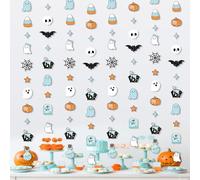 K KUMEED 8 Pcs Hallows Party Decorations,Blue Halloween Baby Shower Garland Banner Ghost Bat Witch Pumpkin Hanging Decorations or Halloween All Hallows Eve Birthday Baby Shower