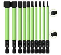 K Kwokker 10PCS 1.5mm-12mm Allen Wrench Drill Bits, 1/4 Inch Hex Shank Hex Screwdriver Bit Set, 100MM Long Black Allen Key Bit Set for Assembling Furniture