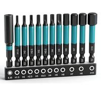 K Kwokker 11-Piece Impact Driver Bit Set Impact Hex Bit Set 60mm Long, H1.5-H10 Metric Hex Screwdriver Driver Bits,1/4" Shank S2 Steel Short Extension Bar with Storage Box