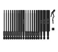 K Kwokker 20PCS Hex Allen Wrench Drill Bits 100mm, S2 Steel Hexagon Bits Long Hex Wrench Magnetic Screwdrivers Allen Key Bit Set for Assembling Furniture (10pc Metric & 10pc SAE