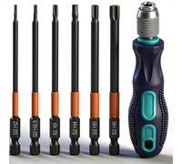 K Kwokker 6PCS 100mm Allen Key Screwdriver Set, S2 Steel Hex Bits Set H2,H2.5,H3,H4,H5,H6 Magnetic Allen Wrench Drill Bit Set, 1/4 Inch Metric Hex Head Screwdriver Bit Set for Assembling Furniture