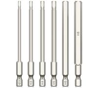 K Kwokker 6PCS 100mm Metric Allen Wrench Drill Bits, 2.5mm-8mm Magnetic Hex Screwdriver Bit Set, 1/4 Inch Quick Release Hex Shank Allen Key Set for Assembling Furniture