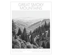 K&L DESIGN CO. National Park Wall Art Prints - Black & White Minimal Decor, Nature Decor - 11x14 Unframed Art Print for Home, Office, Cabin (Great Smoky Mountains, 11x14)