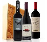 K&L Wines Red Wine Gift Set, Malbec, Shiraz and Rioja, 3 x 75 ottles in Wooden Box