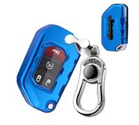 K LAKEY Jeep Wrangler Folding Key Fob Cover,Compatible with Jeep Wrangler JL Rubicon Gladiator JT Sahara key Fob, Sleek Bright Blue, Fit Jeep Wrangler