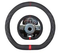 K LAKEY Suede D Shape Steering Wheel Cover,Compatible with Volkswagen Beetle Passat Golf Polo Tiguan Atlas Jetta SuedeLeather Sport Non-Slip Wheel Cover Car Accessories 15 inch for Man and Women