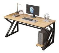 K-Leg Gaming Computer Desk - Thickened Board & Steel Frame Workstation With Cable Holes, Multi-Functional Dorm Writing Desk(Black+light wood,120 * 60 * 75cm)