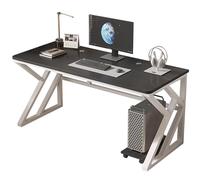 K-Leg Gaming Computer Desk - Thickened Board & Steel Frame Workstation With Cable Holes, Multi-Functional Dorm Writing Desk(White+black,100 * 60 * 75cm)