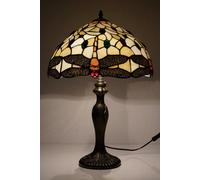 K Living 12" Salisbury Tiffany Antique Brass Resin Table Lamp/stained Leaf Glass Shade