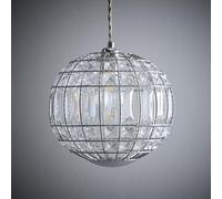 K LIVING Apollo Sphere Style Chandelier Light Pendant | Spherical Shape Chrome Finish Clear Acrylic Crystals Ceiling Light | Multi Bulb Ceiling Lighting for Modern Homes | Sparking Decorative Effect