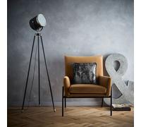 K LIVING Dagon Industrial Style Tripod Floor Lamp | Black and Satin Nickel Modern Lighting Solution for Home Decor | Adjustable Head with Front Face Diffuser for Console, Side, or Bedside Tables