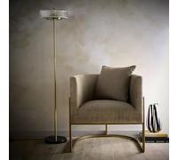 K LIVING Carter Ribbed Glass Brass Floor Lamp | 2 Light Bulb Style Semi-Opaque Glass Decorative Lighting Solution for Modern Homes | Bedroom Floor Light with Elegant Finish