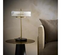2 Light Clear Ribbed Glass Collection including Table lamp in a Brass finish K LIVING Gold One Size