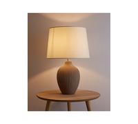 K LIVING Ceramic Table Lamp with a Brown Textured Base & a Cream Tapered Lamp Shade to Match K LIVING Brown