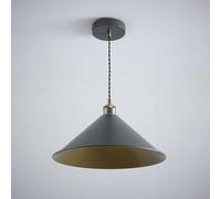 K LIVING Charcoal Painted Ceiling Light Pendant with an Antique Brass Finish