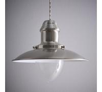 K LIVING Chester Satin Nickel Ceiling Pendant Light | Fisherman's Industrial Style Shade with Glass and Brass Cage | Modern Lighting Solution for Any Room