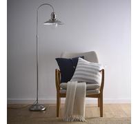 K LIVING Chester Satin Nickel Floor Lamp Light | Fisherman's Industrial Style Shade with Glass and Brass Cage | Non-Electrical Modern Lighting Solution for Any Room