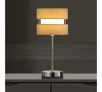 K Living Chrome Table Lamp With Layer Fabric Shade Yellow Ochre
