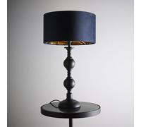 K LIVING Churchgate Black Metal Base Table Lamp with Navy Velvet Shade | Elegant Tapered Design with Reflective Gold Interior for Warm Lighting | Modern Decorative Lighting Solution for Home