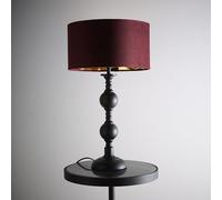 K LIVING Churchgate Black Metal Base Table Lamp with Red Velvet Shade | Elegant Tapered Design with Reflective Gold Interior for Warm Lighting | Modern Decorative Lighting Solution for Home